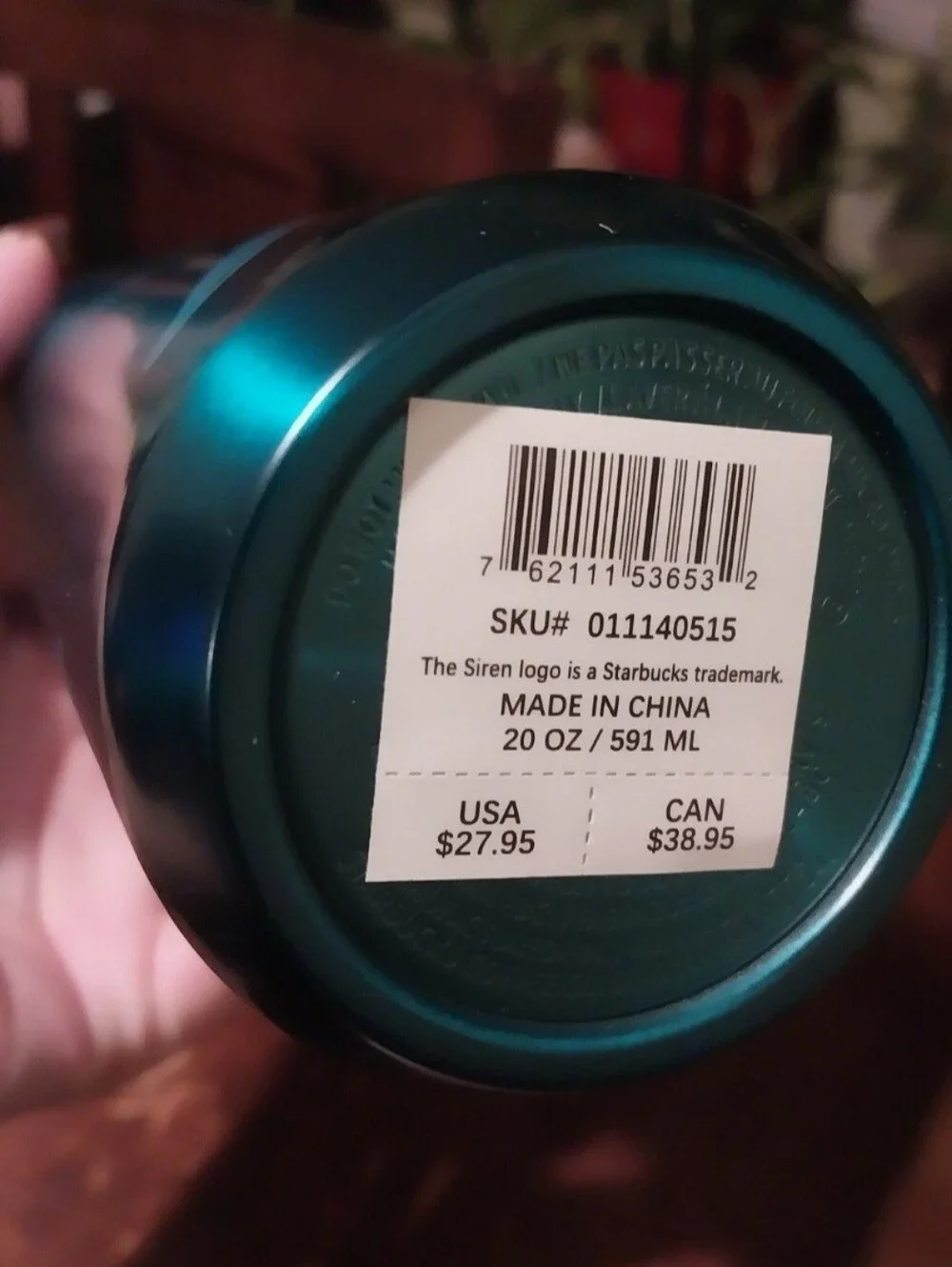 Starbucks Teal Siren Mermaid Stainless Bottle